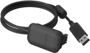 Black U S B Cablewith Ferrite Bead PNG