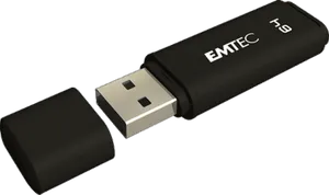 Black U S B Flash Drive E M T E C T9 PNG image