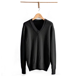 Black V-neck Sweater Png Yis50 PNG image