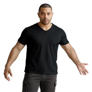 Black V-neck Tshirt Png 05252024 PNG image