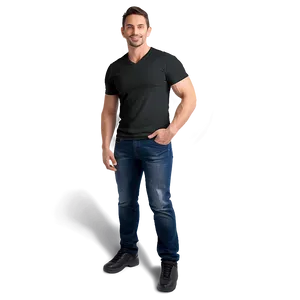 Black V-neck Tshirt Png Wnl72 PNG image