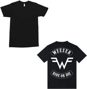 Black Weezer Rideor Die T Shirt PNG image