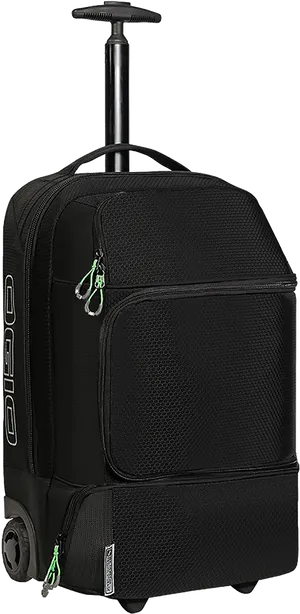 Black Wheeled Carry On Travel Bag PNG image