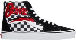 Black White Checkered High Top Sneaker PNG image