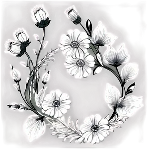 Black White Floral Illustrations PNG Cbx41 PNG