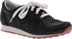 Black White Patterned Sneaker PNG image