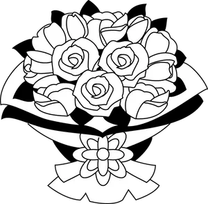 Black White Rose Bouquet Illustration PNG image