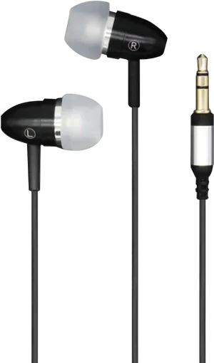 Black Wired Earbudswith3.5mm Jack PNG image