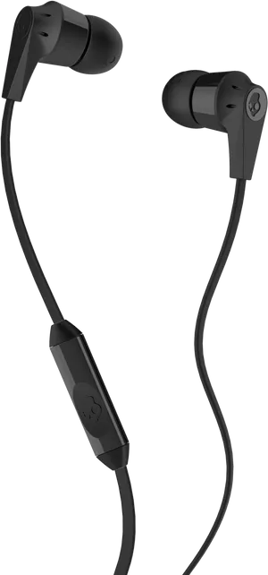 Black Wired In Ear Earbuds PNG image