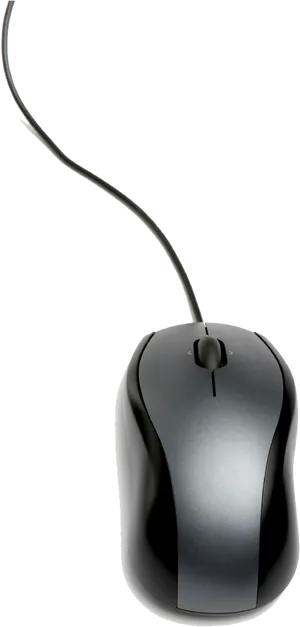 Black Wired Optical Mouse PNG