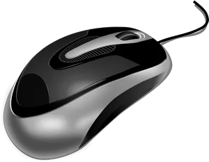 Black Wired Optical Mouse PNG image