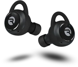 Black Wireless Earbuds Product Showcase PNG