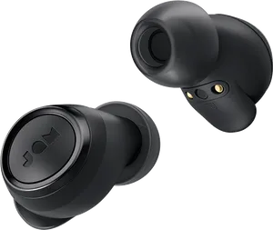 Black Wireless Earbuds Product Showcase PNG image