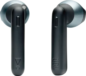 Black Wireless Earbuds Side View PNG image