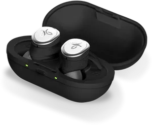 Black Wireless Earbudswith Charging Case PNG