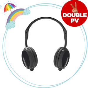 Black Wireless Headphones Graphic Background PNG