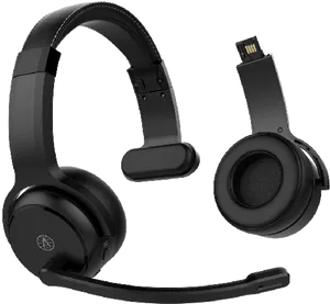 Black Wireless Headsetwith Microphone PNG image