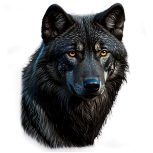 Black Wolf Portrait PNG 05032024