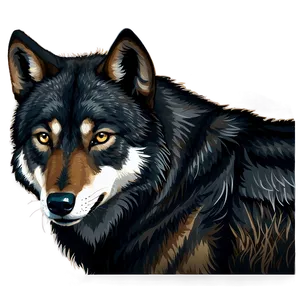 Black Wolf Portrait PNG Rva