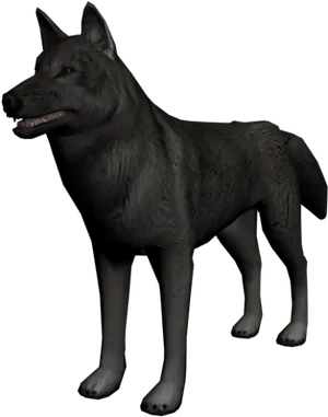Black Wolf3 D Model Standing PNG image