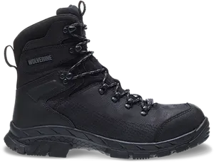 Black Wolverine Work Boot PNG image