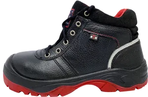 Black Work Boot Red Sole PNG