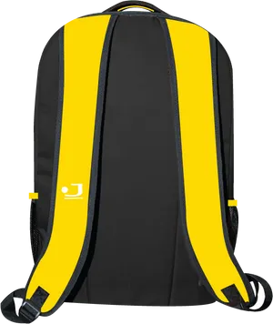 Black Yellow Backpack Rear View PNG