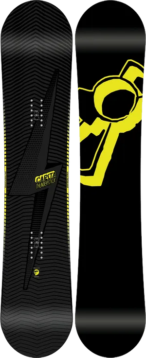 Black Yellow Snowboard Design PNG image