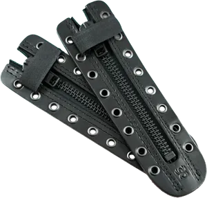 Black Zipperwith Metal Grommets PNG image