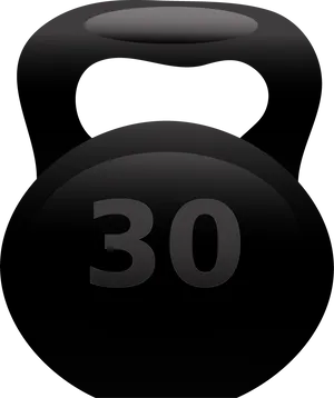 Black30lb Kettlebell Fitness Equipment PNG image