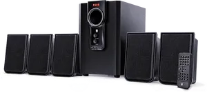 Black5.1 Channel Home Theater Speaker Systemwith Remote PNG
