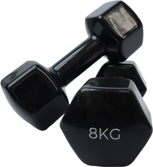 Black8kg Hex Dumbbell PNG image