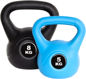 Blackand Blue Kettlebells8kg5kg PNG image