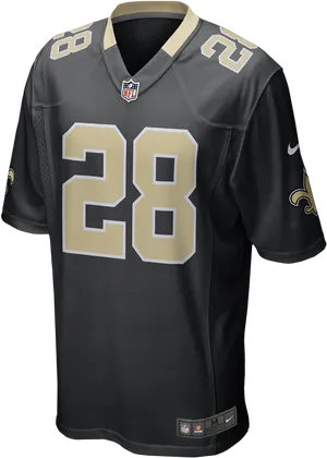 Blackand Gold Football Jersey Number28 PNG image