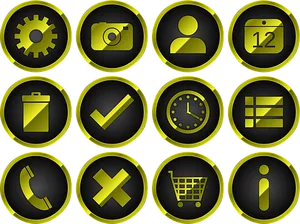 Blackand Gold Interface Icons