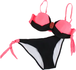 Blackand Pink Bikini Lingerie Set PNG image