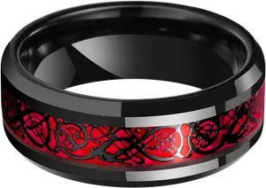 Blackand Red Ornate Ring PNG image
