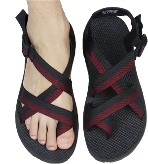 Blackand Red Strappy Sandal PNG image