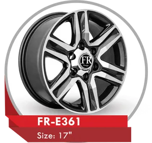 Blackand Silver Alloy Wheel F R E361 PNG image