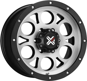 Blackand Silver Alloy Wheel PNG image