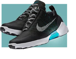 Blackand Teal Running Sneakers PNG image