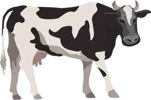 Blackand White Cow Illustration