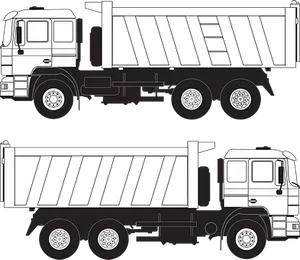 Blackand White Dump Truck Illustration