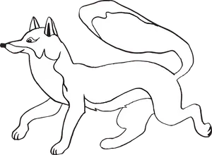 Blackand White Fox Illustration PNG image