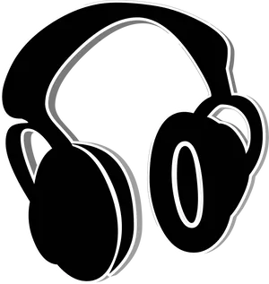 Blackand White Headphones Outline