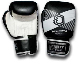Blackand White Infightstyle Boxing Gloves PNG image