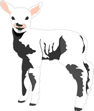 Blackand White Lamb Illustration