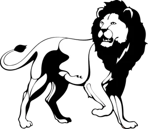 Blackand White Lion Illustration PNG image