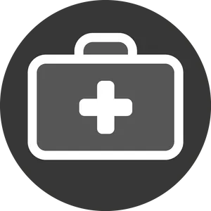 Blackand White Medical Kit Icon PNG image