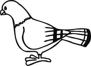 Blackand White Pigeon Illustration PNG image